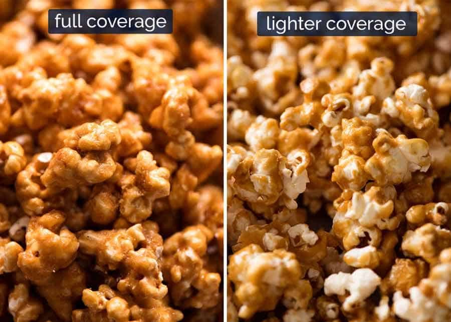 Full vs lighter coverage caramel popcorn