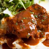 Close up of sticky chicken thighs recipe