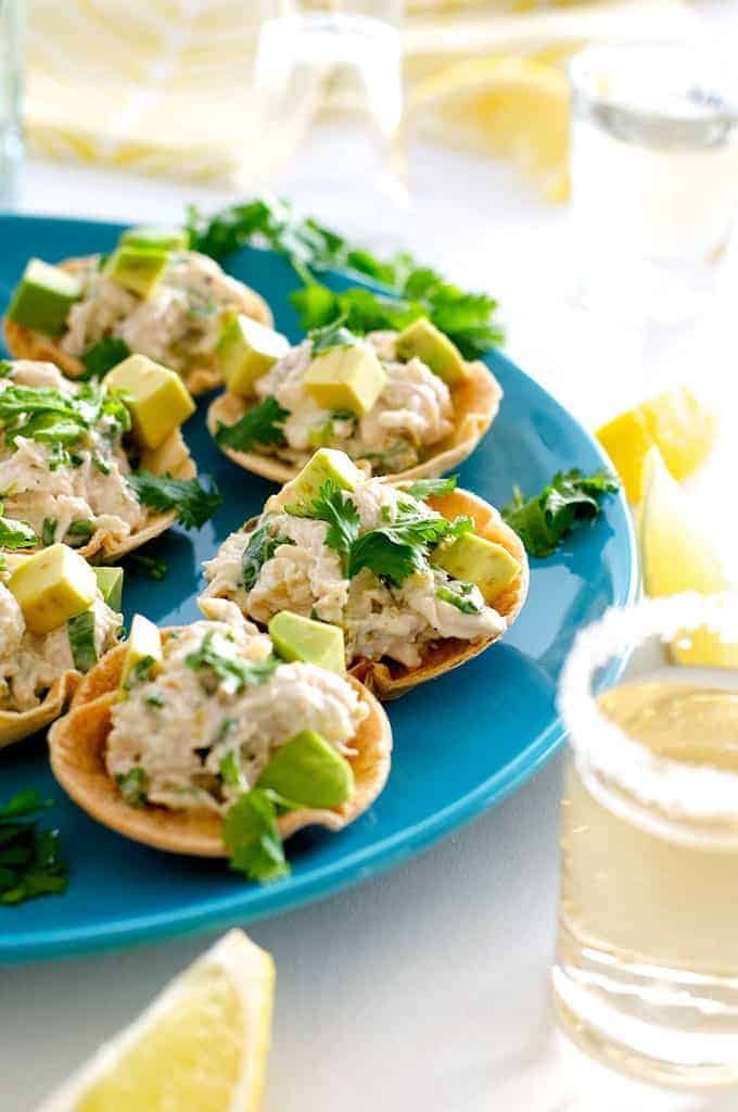 Closeup of Spicy Little Muffin Tin Chicken Tostadas