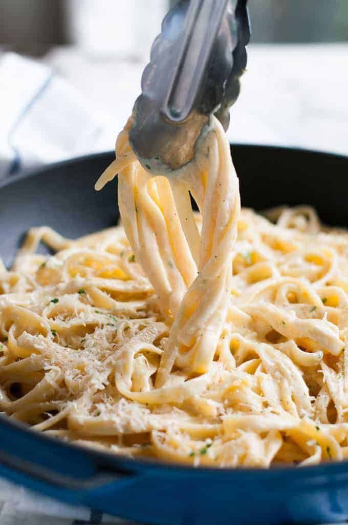 Closeup of Fettuccine Alfredo 