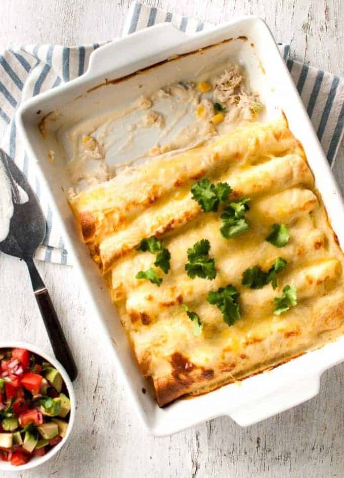 White Chicken Enchiladas - Enchiladas, made with a gorgeous creamy white sauce! recipetineats.com