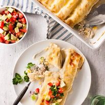 White Chicken Enchiladas - This gives classic enchiladas serious competition! The white sauce is fantastic - not too rich. Great midweek meal!