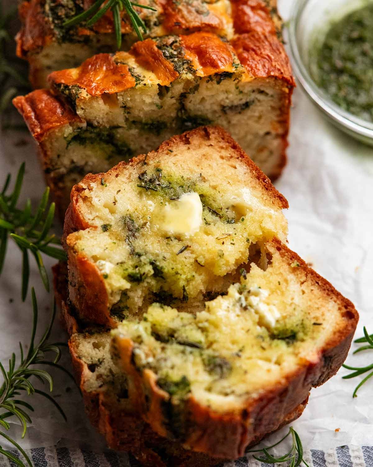 Cheese, herb and garlic quick bread