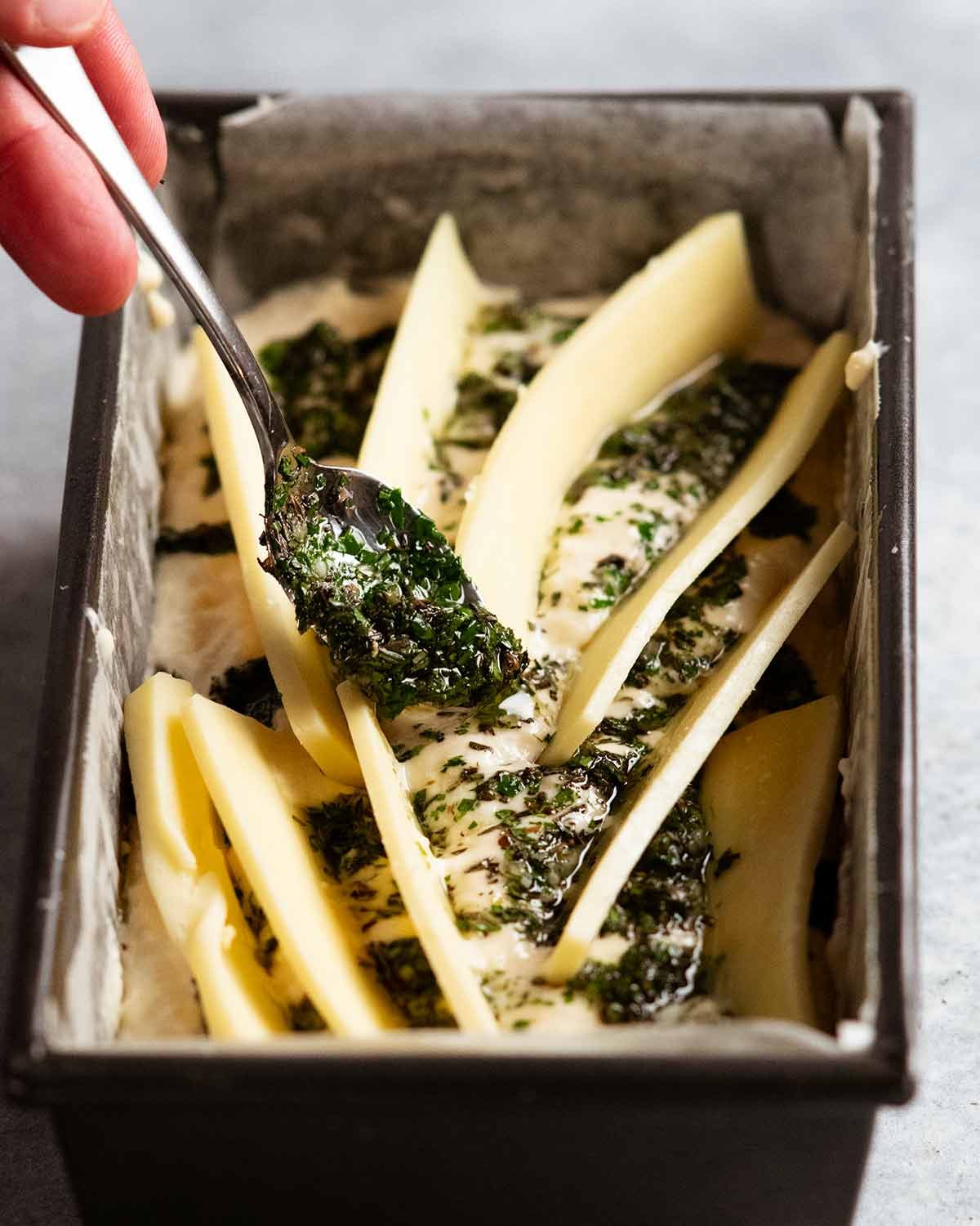 Cheese, herb and garlic quick bread