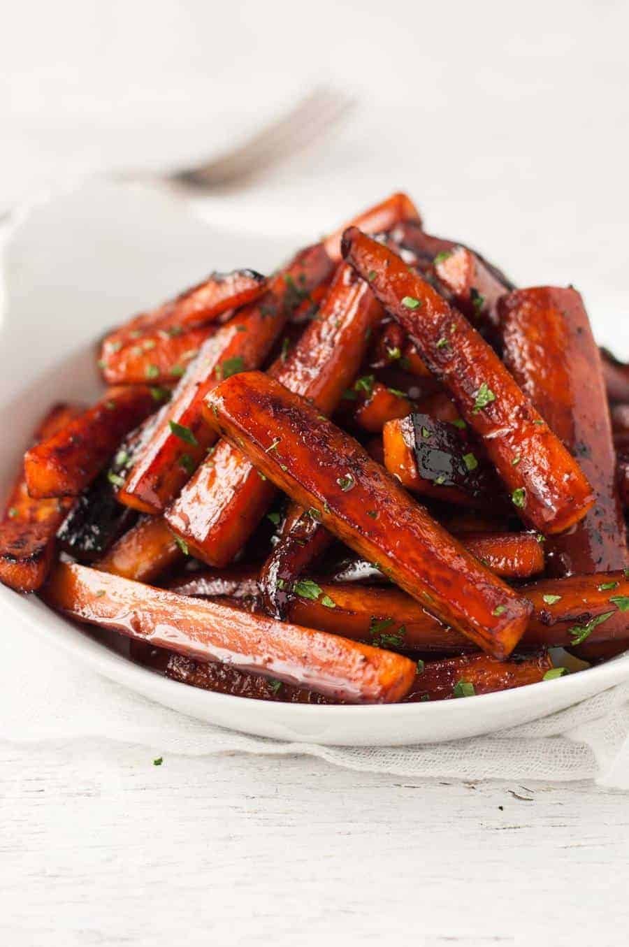 Stovetop Glazed Carrots - looks and tastes roasted, but they're made on the stove! Great for holiday feasts when the oven is otherwise occupied.
