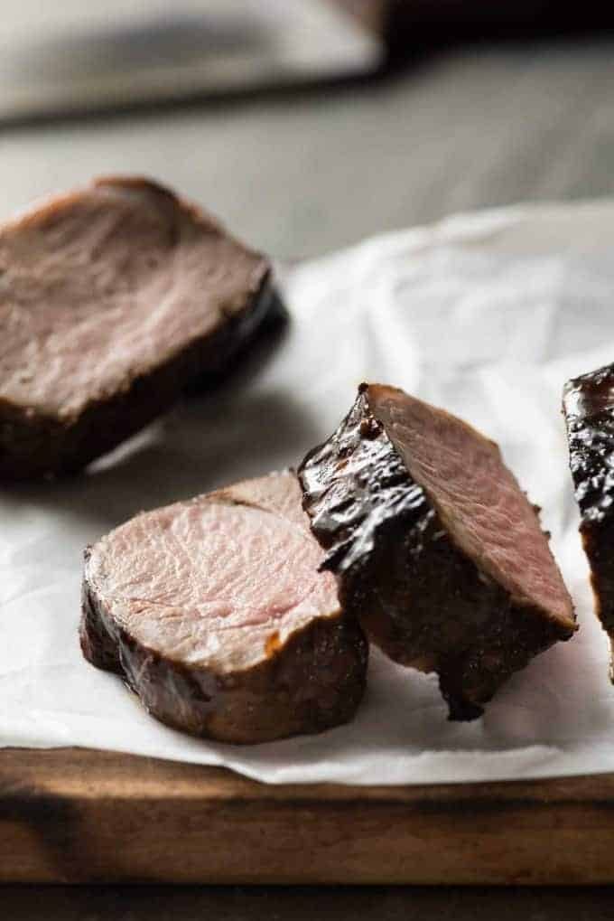 Slices of Apple Cider Glazed Pork Tenderloin
