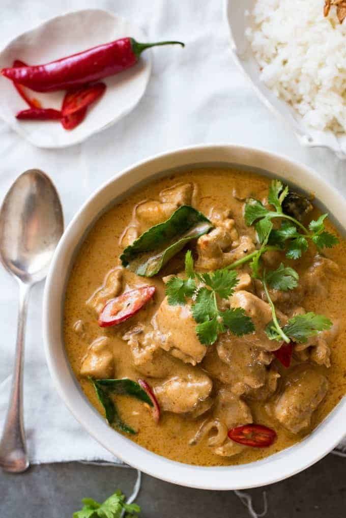 Thai Mango Chicken Curry - Restaurant quality, extra saucy, thick and creamy, 1/3 less calories, this Thai Red Curry is truly incredible.