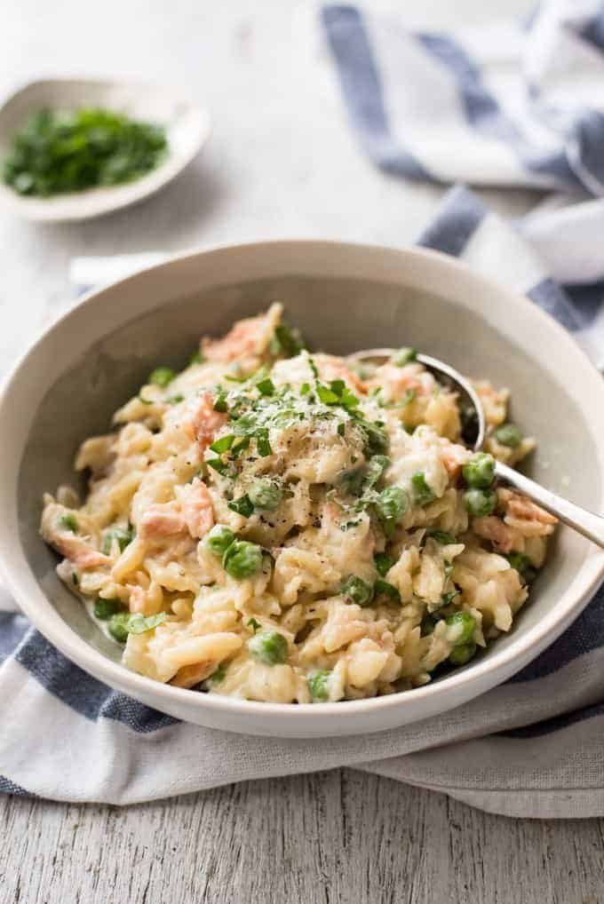 Creamy Salmon Risoni / Orzo - Made from scratch, and on the table in just 15 minutes!