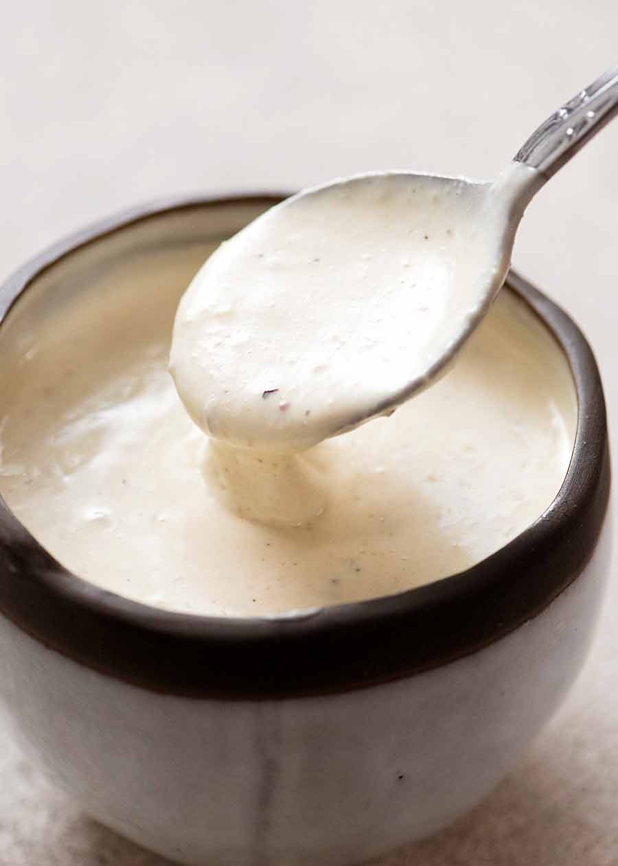 Caesar Salad Dressing in a bowl, ready to be served