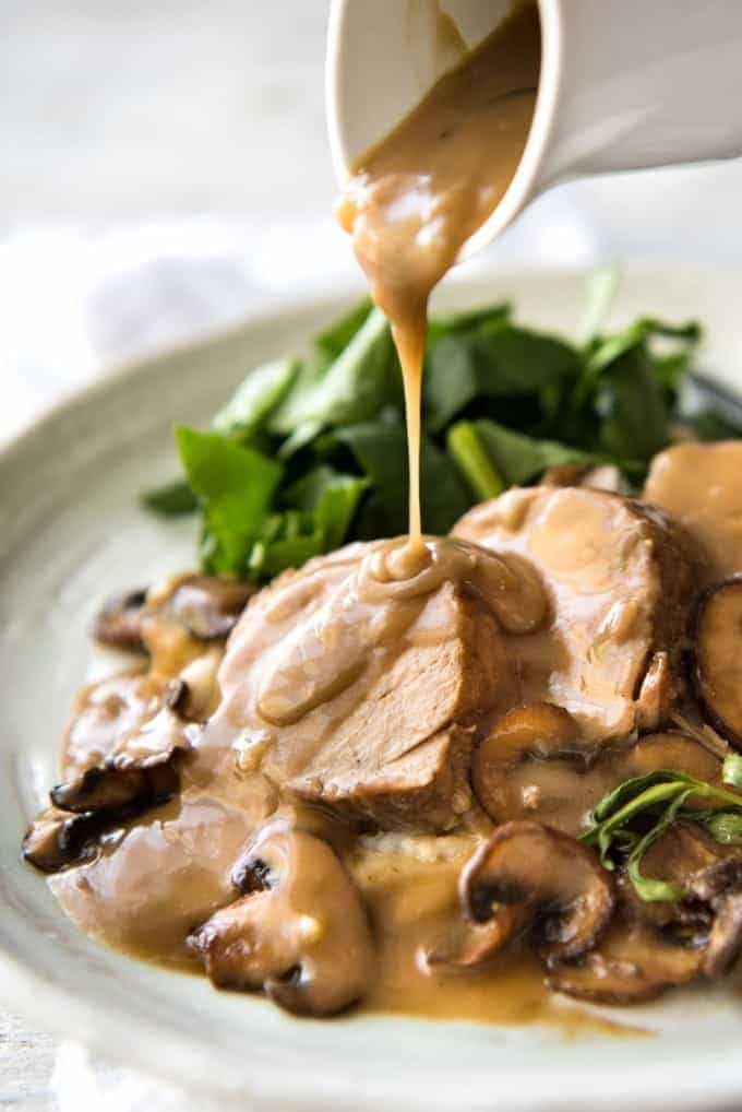 Pork Tenderloin served with a Creamy Marsala Mushroom Sauce - so easy to make, yet impressive enough for company! recipetineats.com