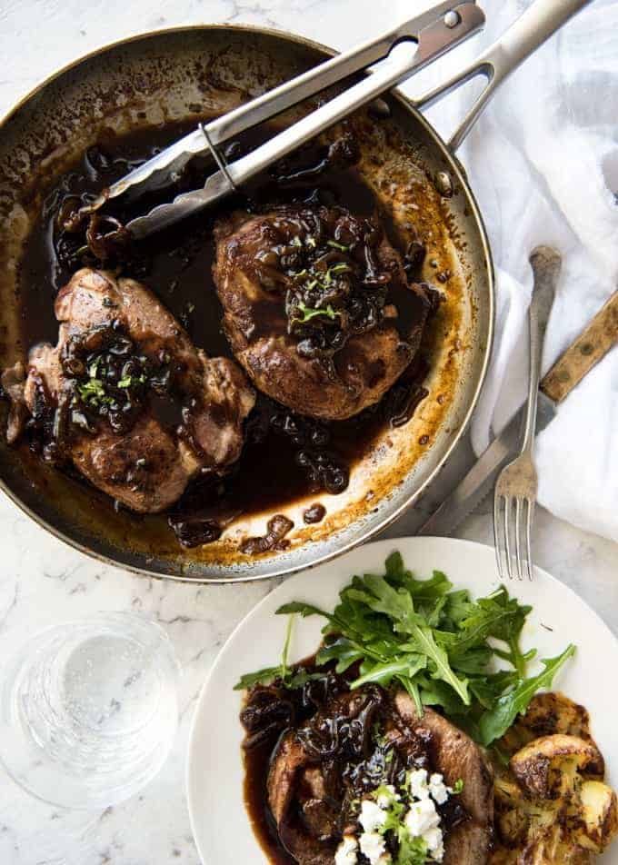 These Balsamic Pork Chops are fantastic for midweek meals - so fast and easy! The sweet tangy balsamic glaze is incredible! recipetineats.com