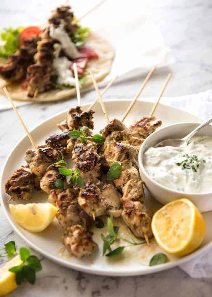 Chicken Souvlaki - Made with chicken marinated in lemon, garlic and oregano, it's so easy to make this Greek favourite at home! recipetineats.com