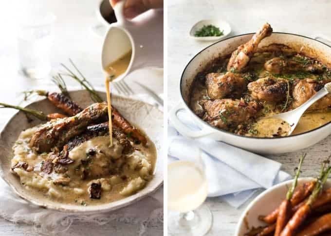 Creamy Chicken in White Wine Sauce - So easy to prepare, then just let it braise in the oven until the chicken is tender. The sauce is incredible! recipetineats.com