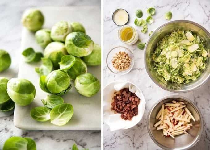 Brussel Sprout Salad - the combination of brussels sprouts, bacon, apple and hazelnuts is a magical combination! recipetineats.com
