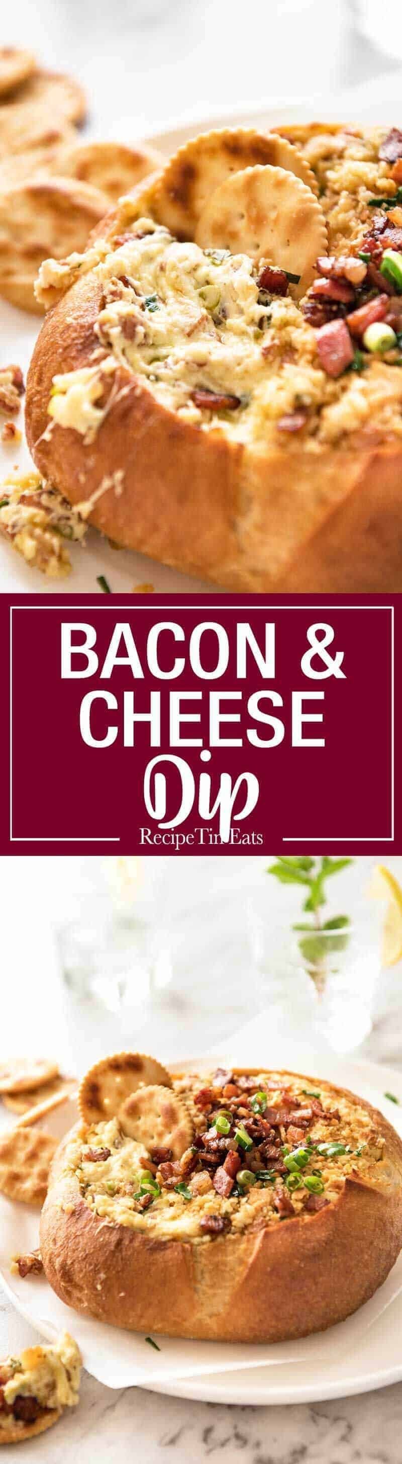 This Cheese and Bacon Dip is creamy, cheesy and loaded with bacon! Super easy to make, made with cream cheese. recipetineats.com