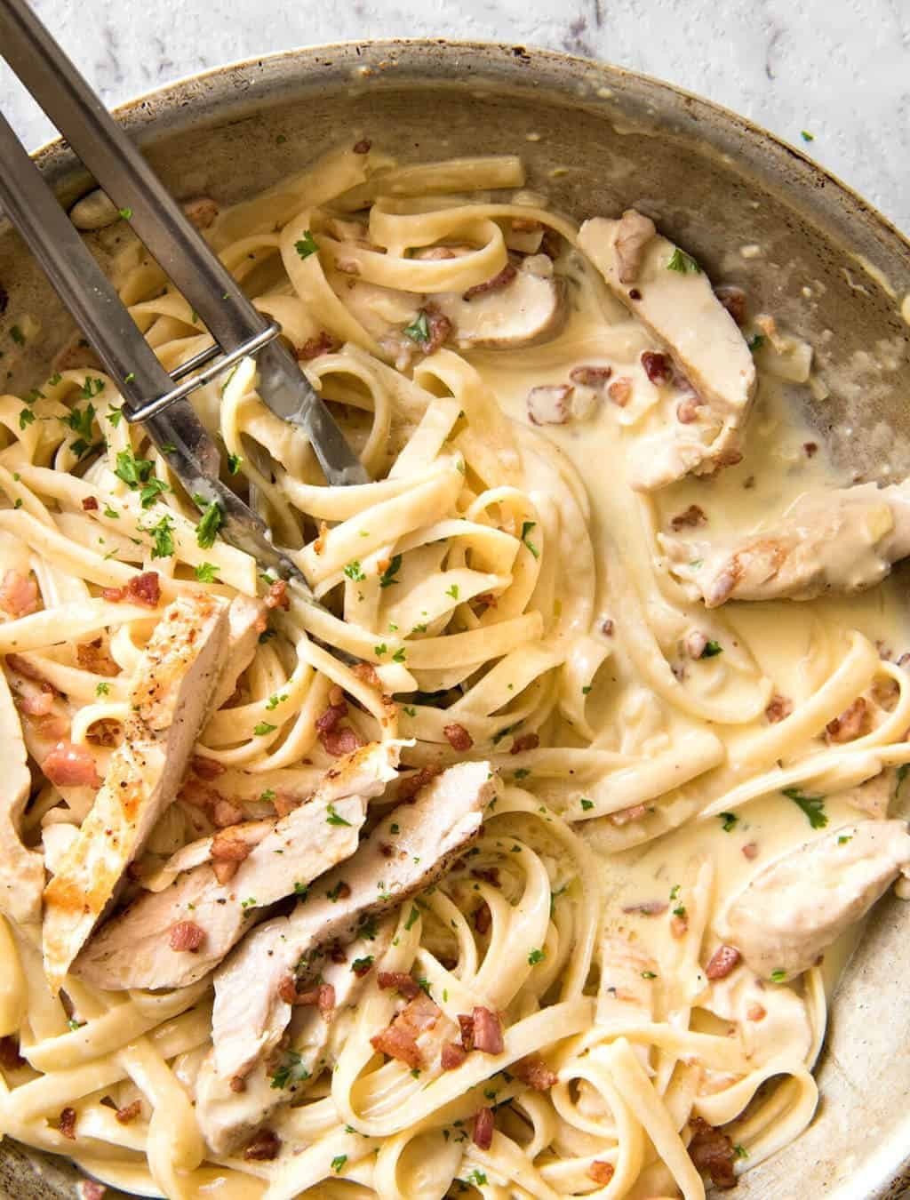 Creamy Chicken and Bacon Pasta - for all those days when nothing but a creamy pasta will do. www.recipetineats.com