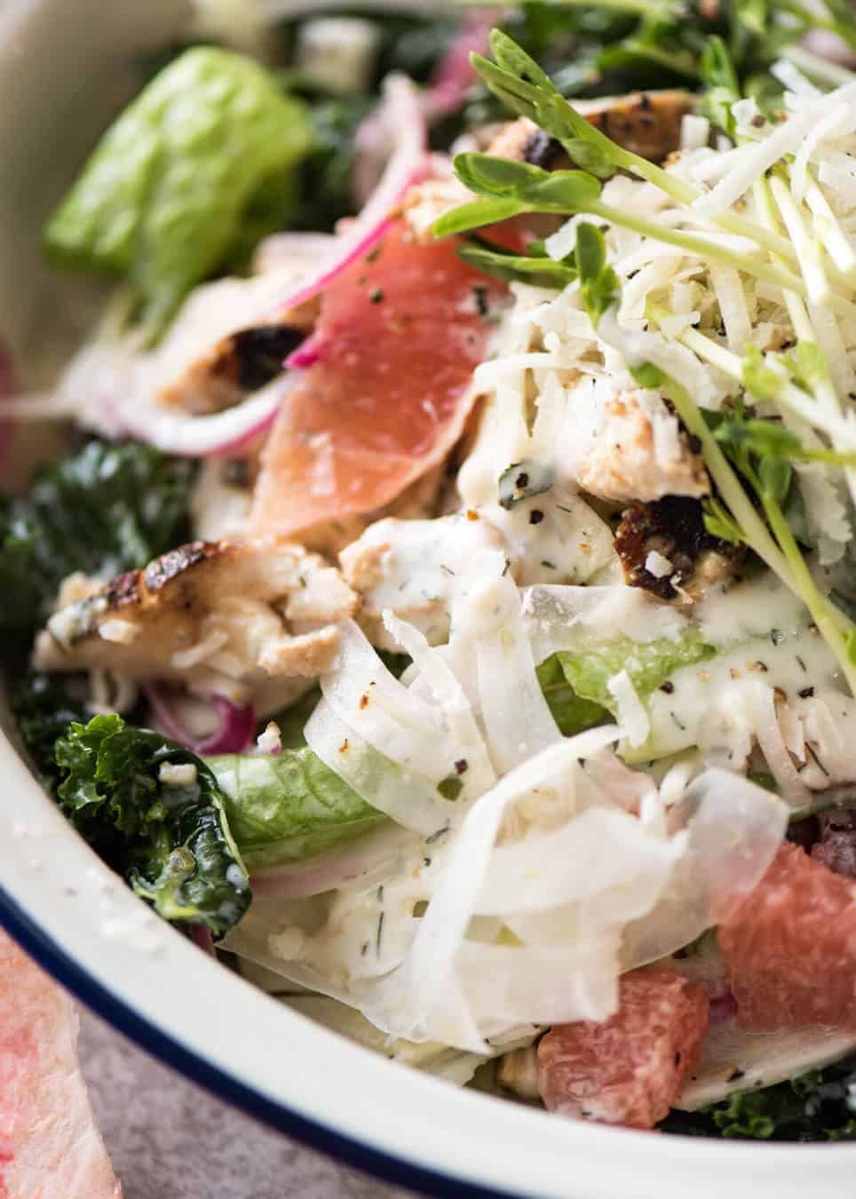 Soul San Francisco restaurant chicken salad copycat - this San Fran Chicken Salad with Yoghurt Ranch Dressing is sensational - satisfying, filling, and loaded with incredible flavours and textures. recipetineats.com