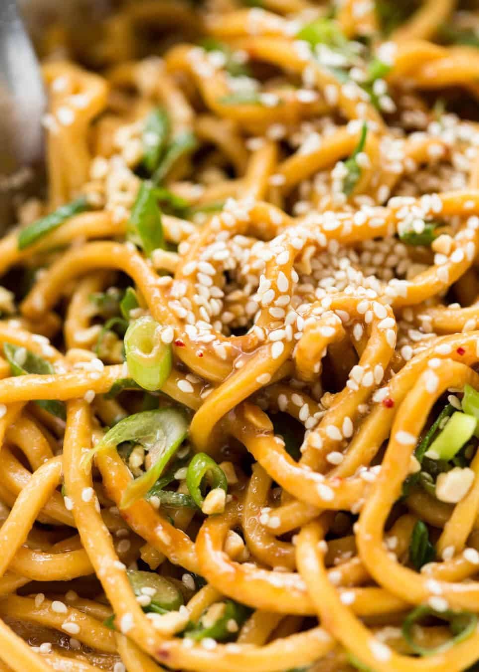 Sesame Noodles - noodles tossed with a wicked Asian Sesame Peanut Dressing. Serve these as Cold Sesame Noodles or warm. www.recipetineats.com