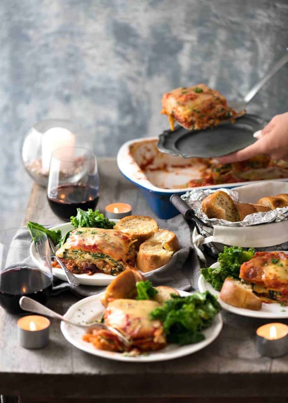 A wonderful Vegetarian Lasagna with layers of roasted vegetables, tomato sauce, and a spinach ricotta filling. www.recipetineats.com