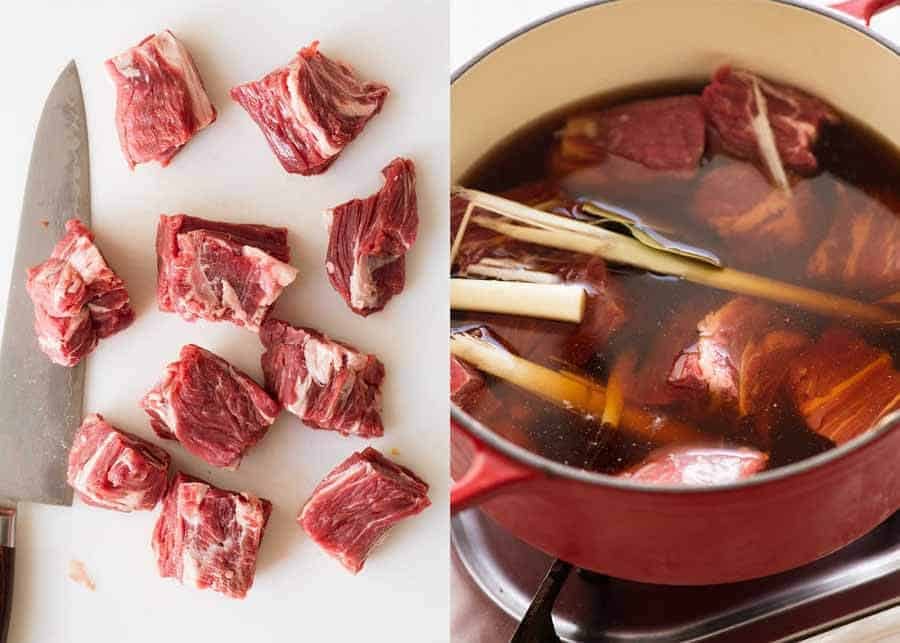 Cooking beef for Massaman Curry