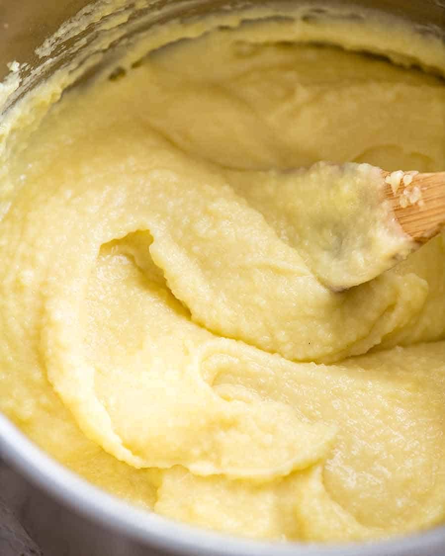 Paris Mash (Rich & Creamy Mashed Potato) being prepared in a pot