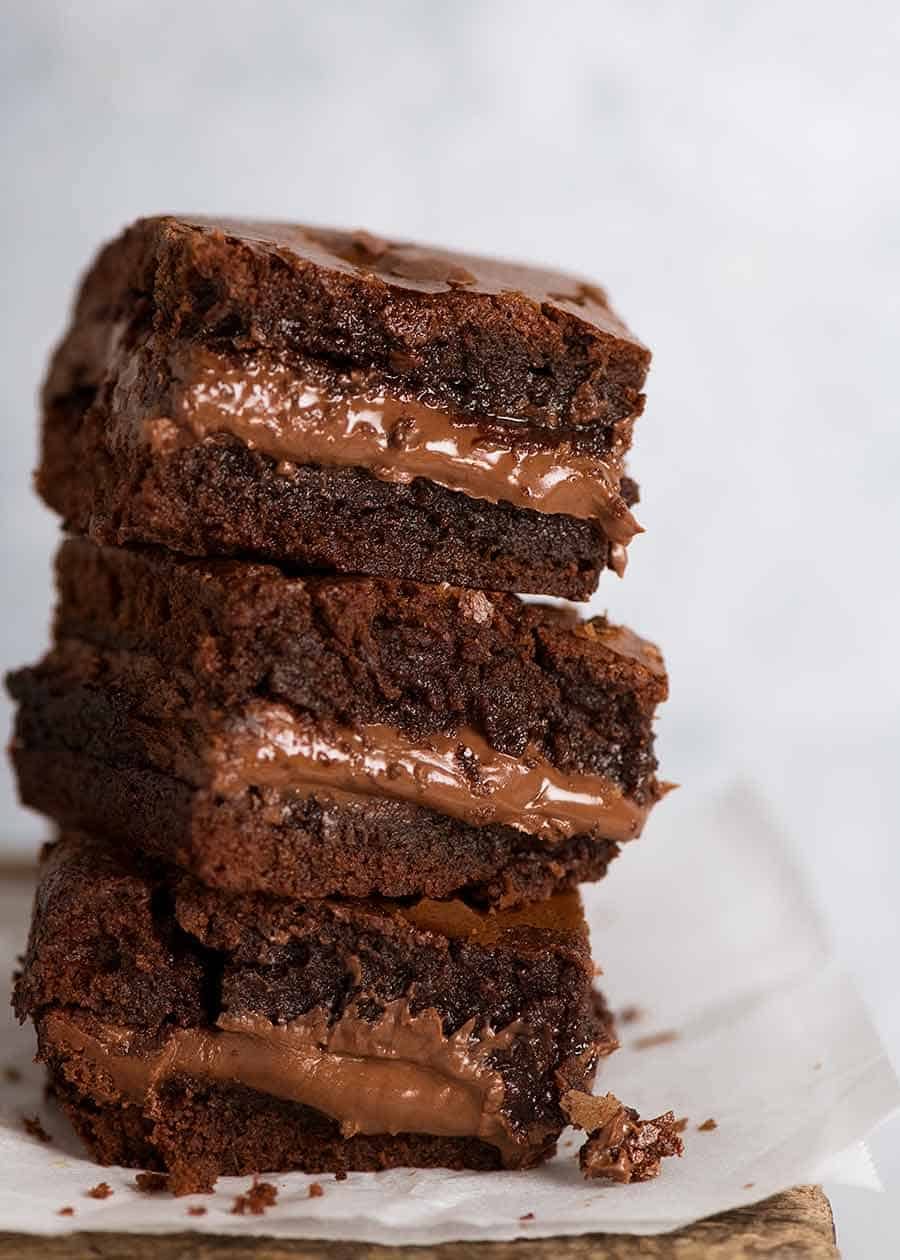 Stack of Outrageous Nutella Brownies