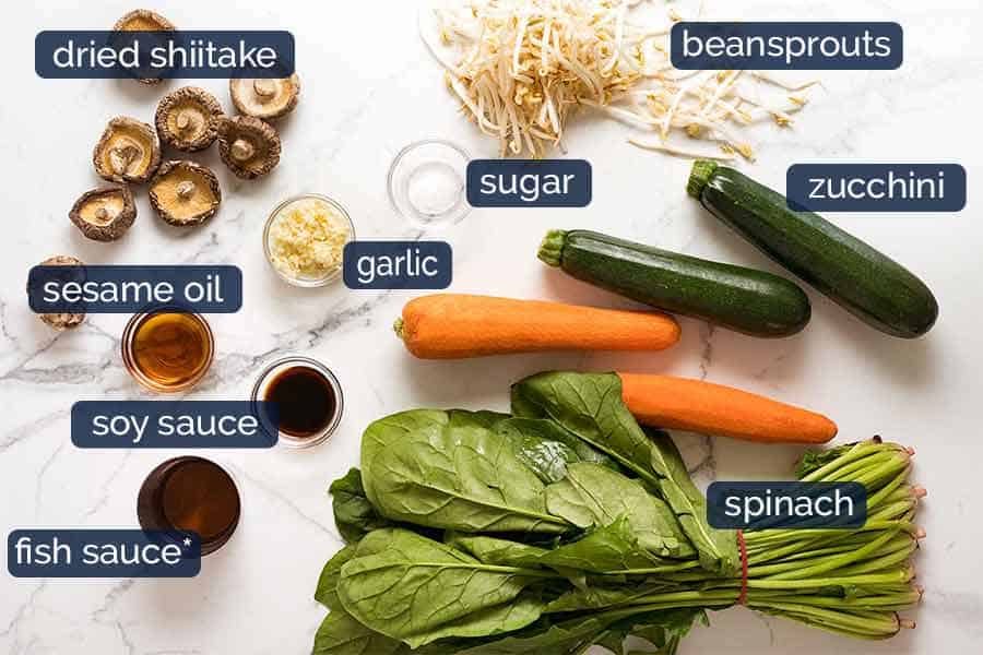 Vegetables for Bibimbap