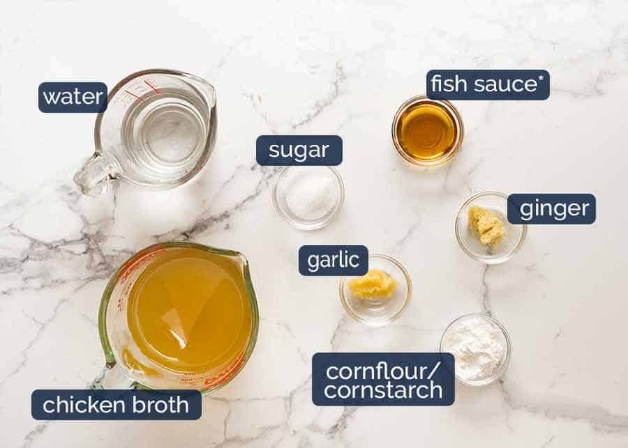 Ingredients for the sauce for Vietnamese Pork Meatballs for Banh Mi