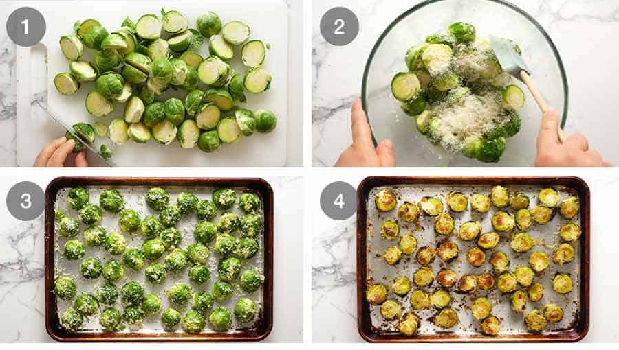 How to make CRISPY Parmesan Garlic Roasted Brussels sprouts