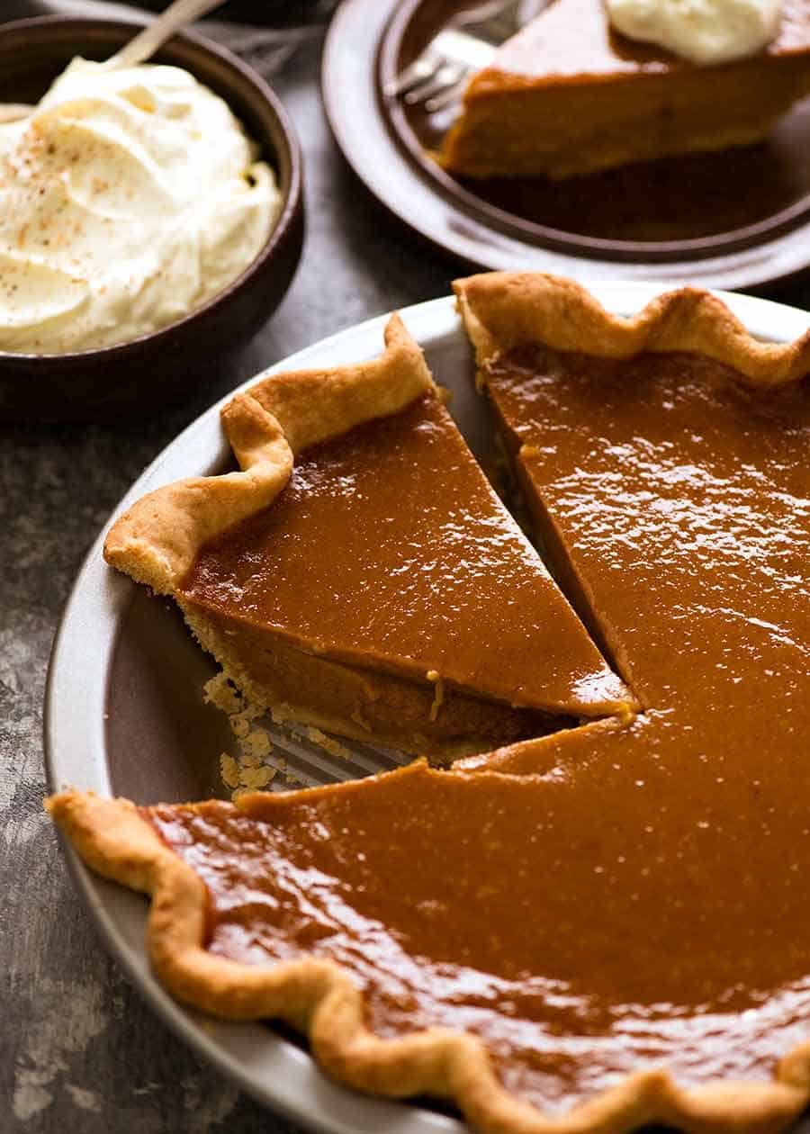 The BEST Pumpkin Pie, perfect in everyday with a beautiful smooth filling, crack free surface and flaky buttery pie crust