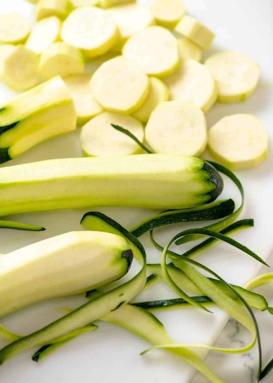 Peeled zucchinis