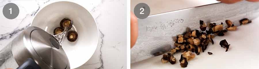 How to rehydrate and chop dried shiitake mushrooms