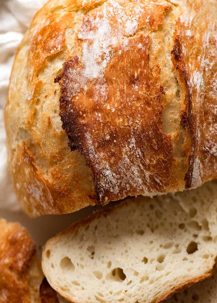 Close up of crispy crust of world's easiest yeast bread