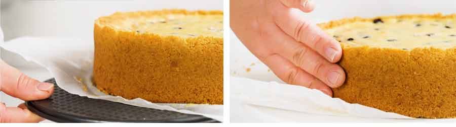 Removing cheesecake from cake pan
