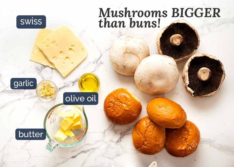 Ingredients for Swiss Mushroom Burgers