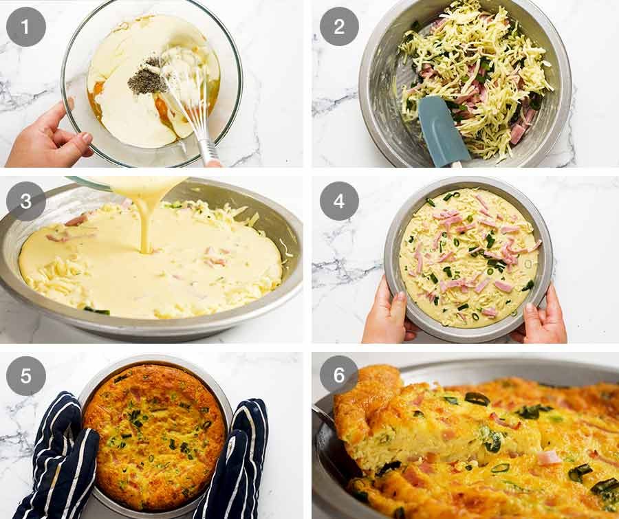 How to make Crustless Quiche - Ham and Cheese