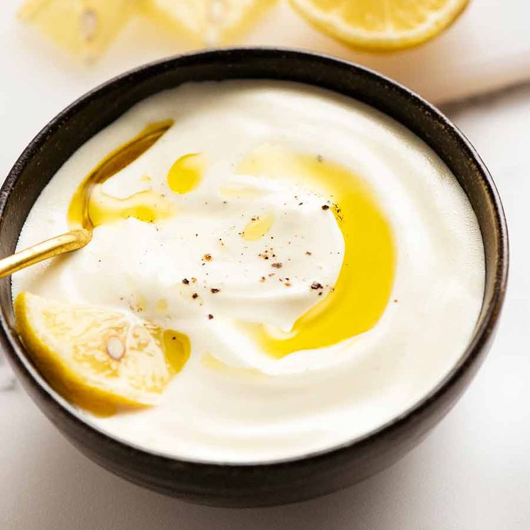 Lemon Yogurt Sauce in a bowl, ready to be used