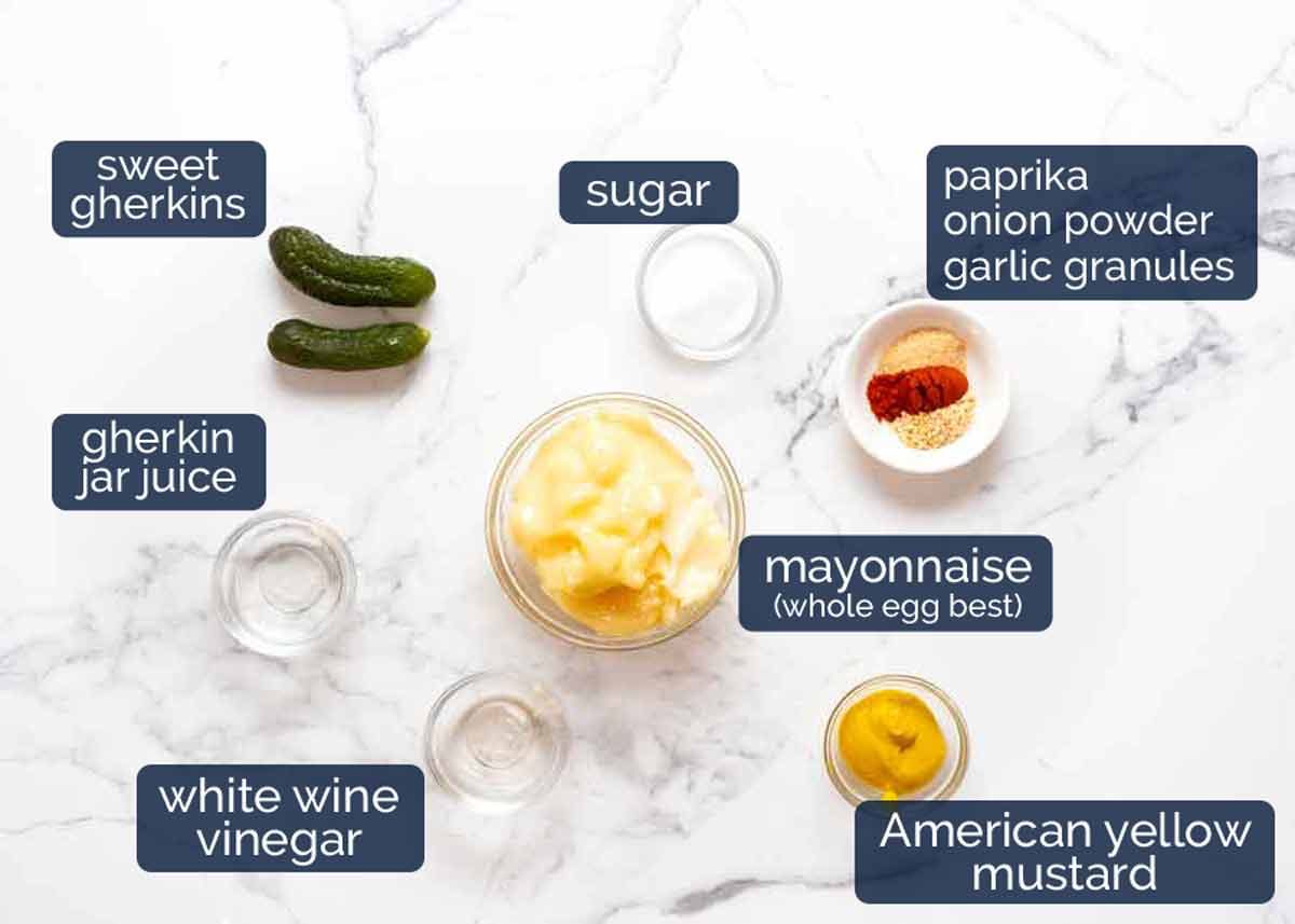 Ingredients in Special burger sauce for hamburgers