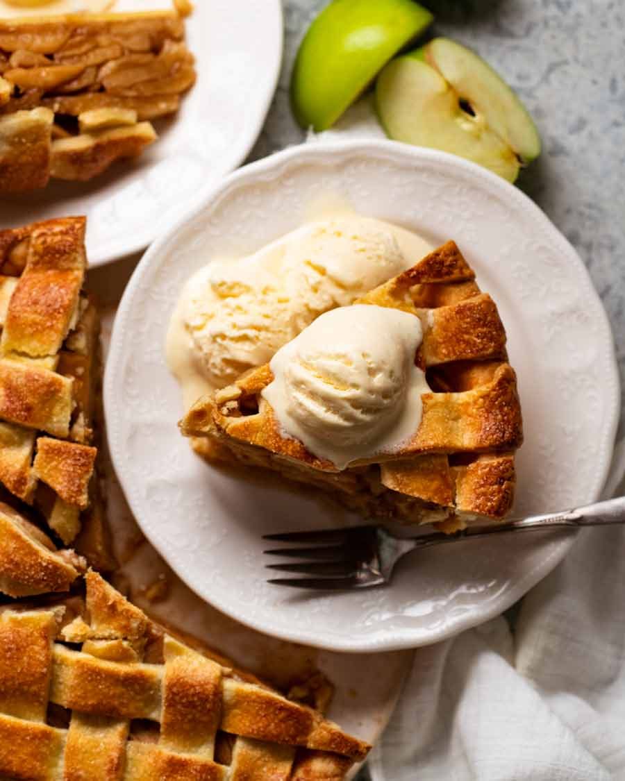 Overhead photo of slice of Apple Pie