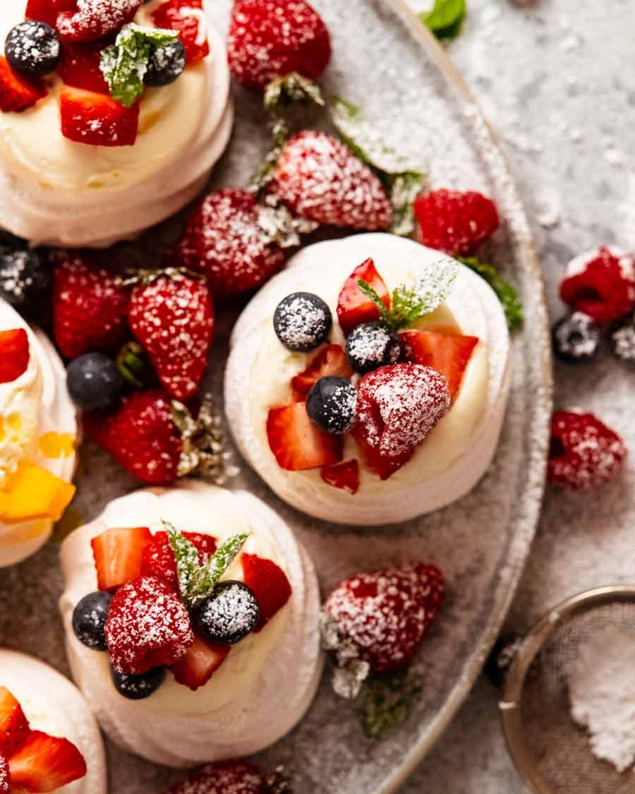 Overhead photo of mini pavlovas