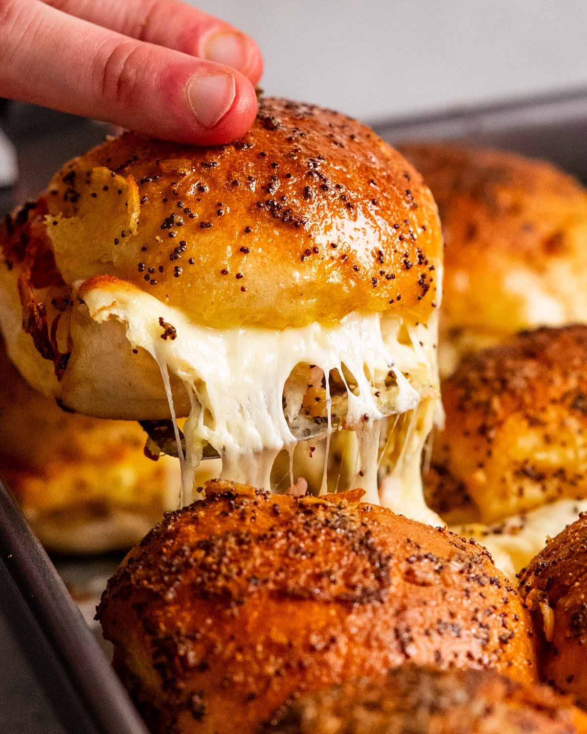 Serving Hot Ham and Cheese Sliders