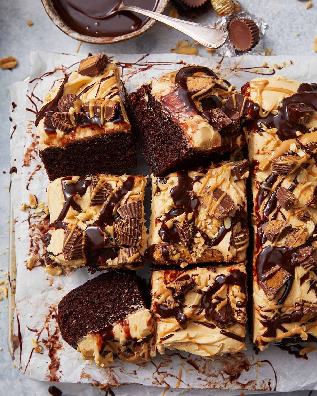 Chocolate peanut butter cake photo