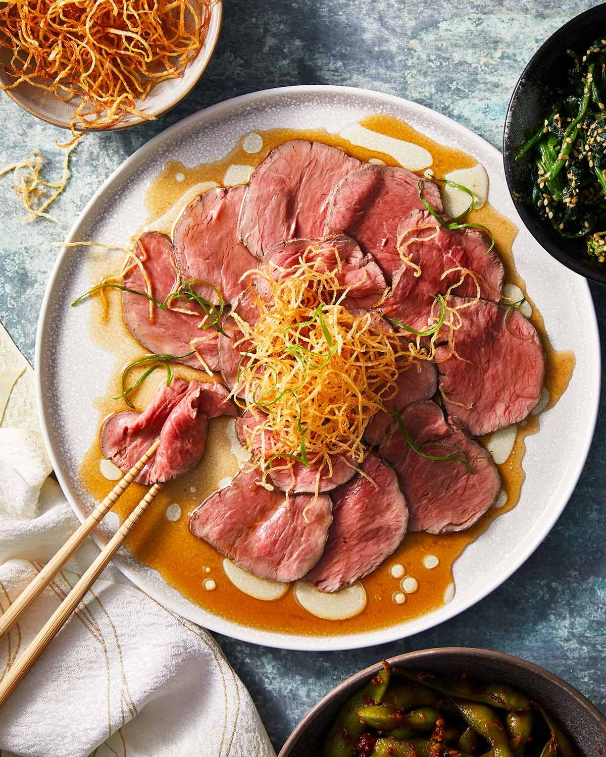 Beef tataki overhead photo
