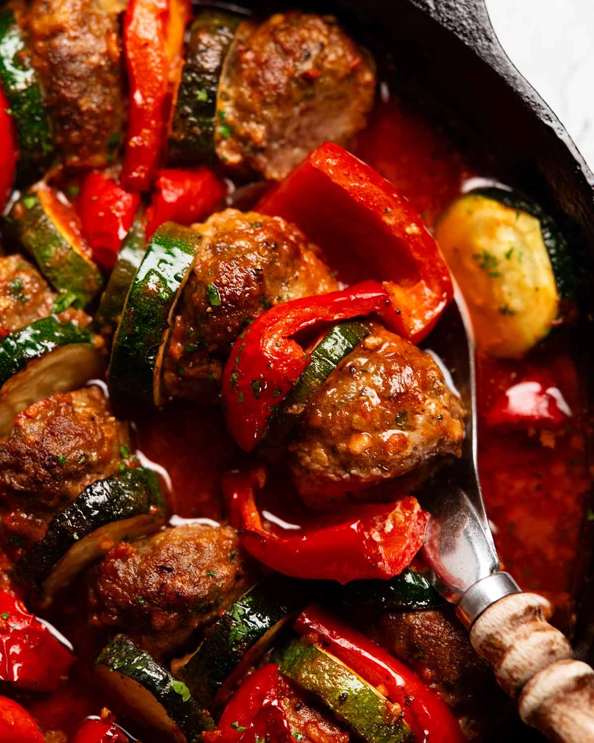 Moroccan Spiral Meatball Zucchini Bake